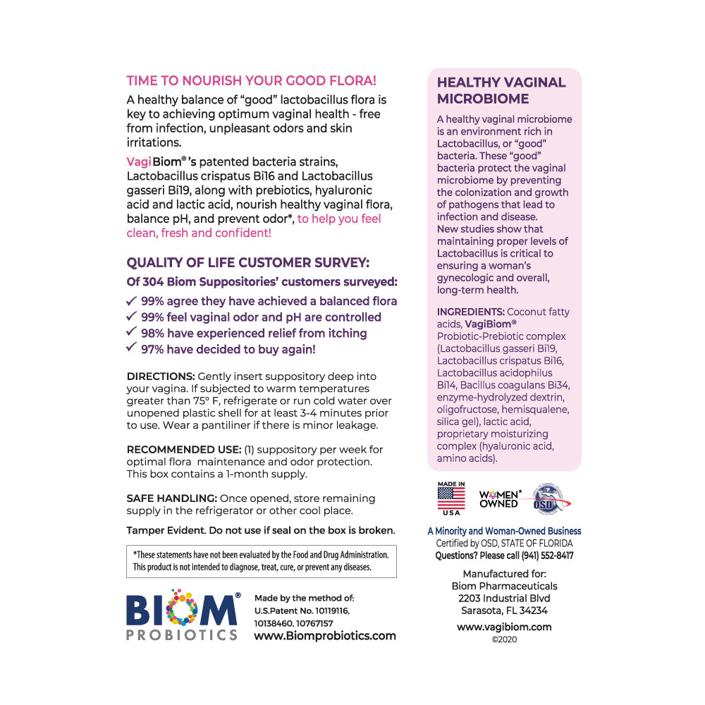 Biom Vaginal Probiotic Suppositories