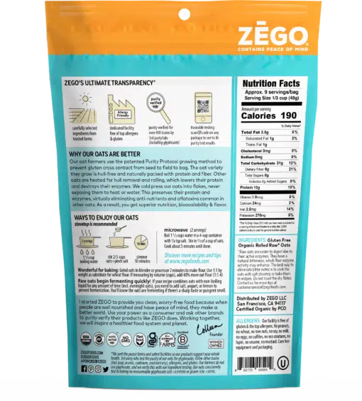 Toxin Free Oats by Zego