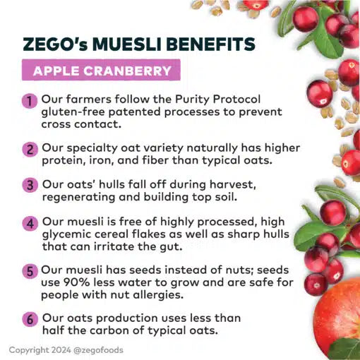 Organic Gluten Free Muesli: Apple Cranberry (13oz)