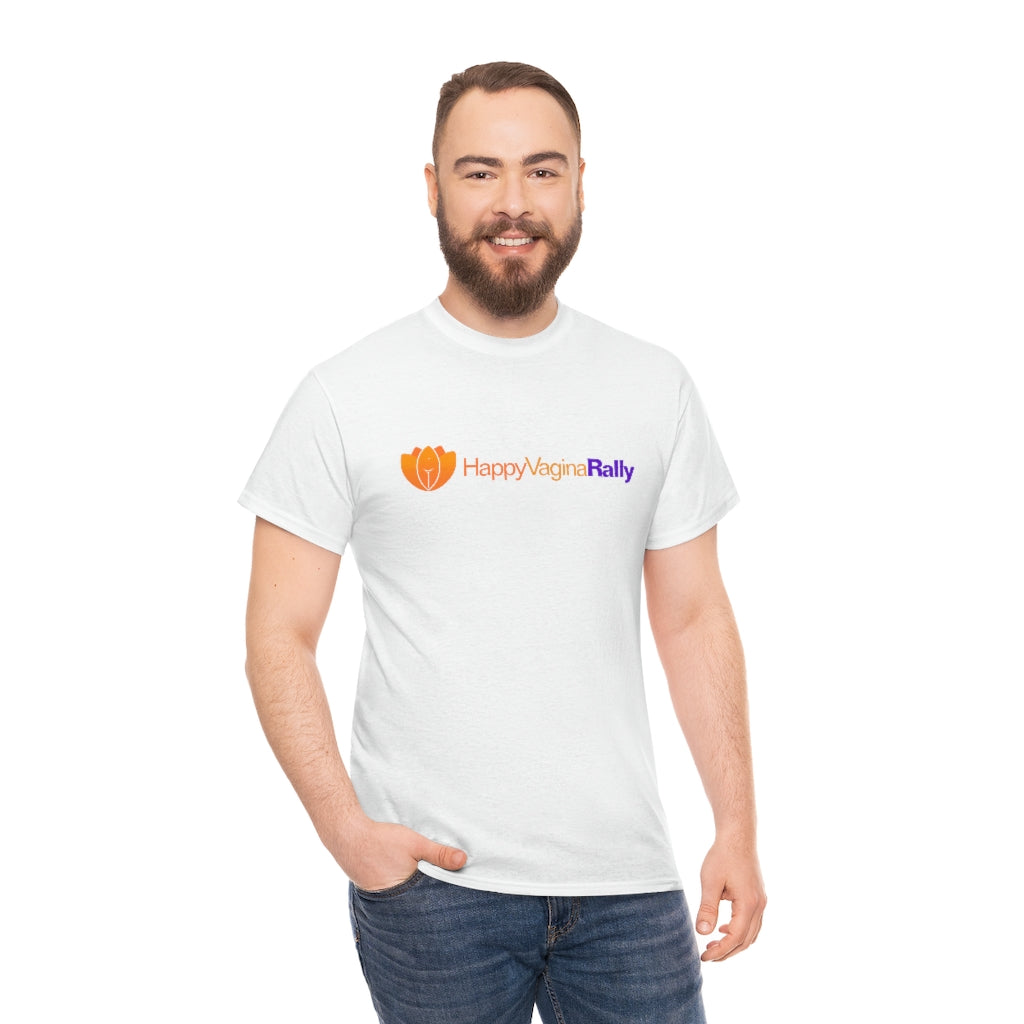 Camiseta de algodón pesado unisex con logotipo de Happy Vagina Rally